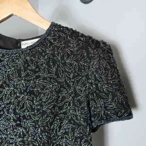Vtge Papell Boutique Silk Beaded Embroidered Top